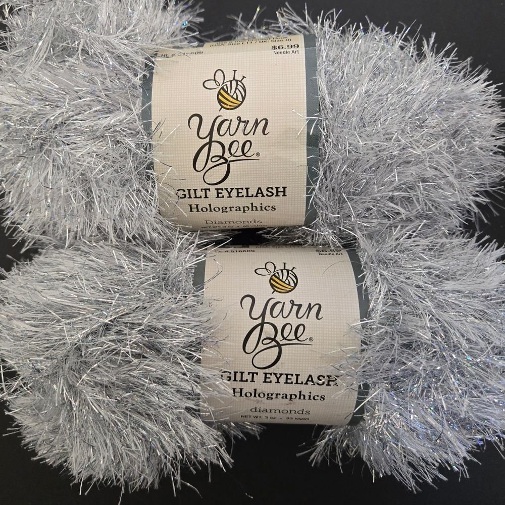 Yarn Bee Gilt Eyelash Holographics Yarn 2 Skeins DIAMOND